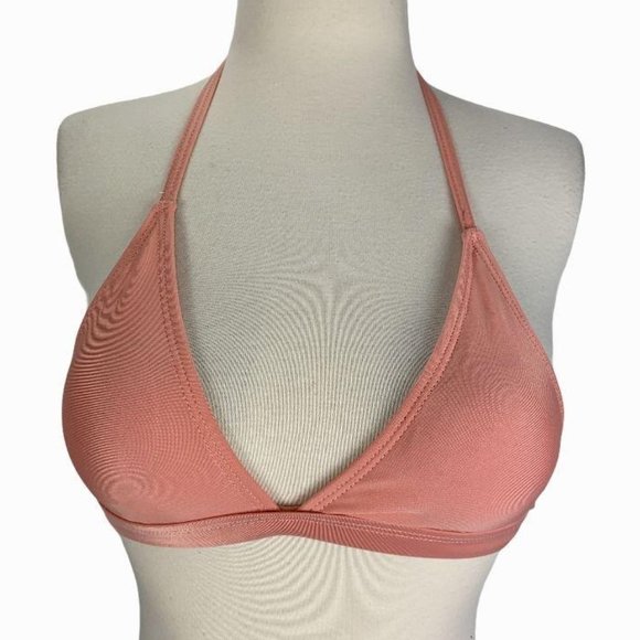Shein Small Bikini Top NWOT Coral Pink Triangle - Picture 1 of 4